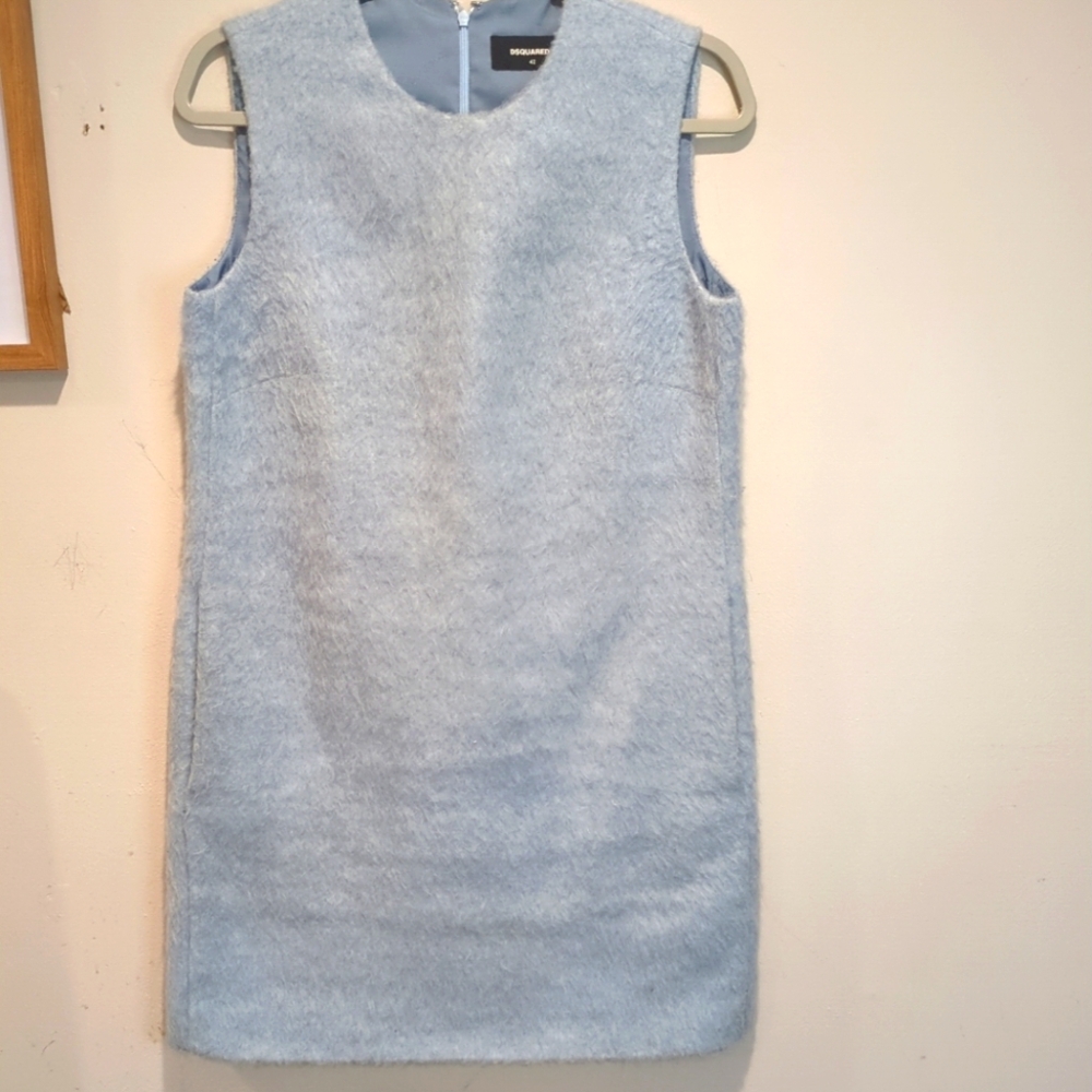 DSQUARED BLUE Fuzzy Mod Style Mini Dress Size-  42 us 6 or small